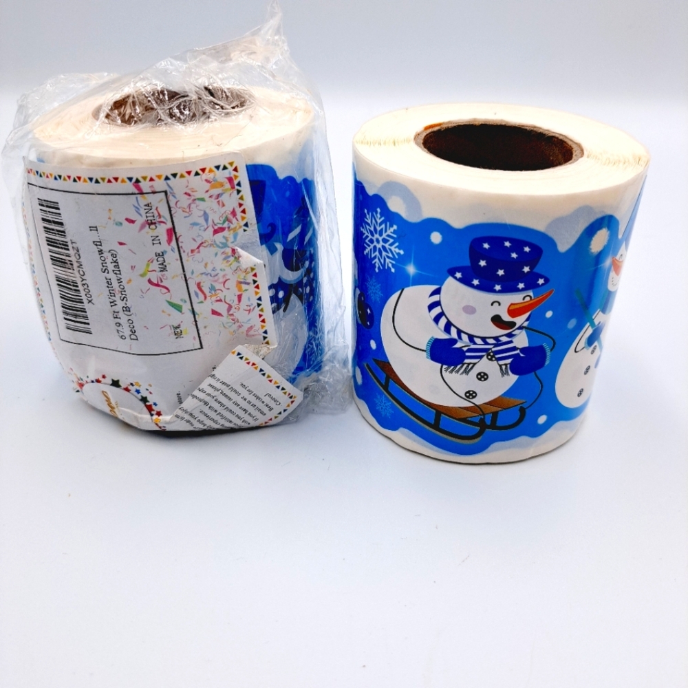 2 Rolls of 67.9 Ft Winter Snowman Self-Adhesive Trim Border
